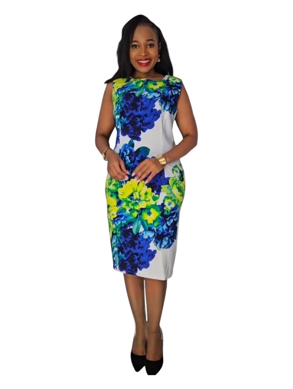 RONNI NICOLE Size 14 Blue Green White Sleeveless Sheath Dress EUC - Picture 3 of 13